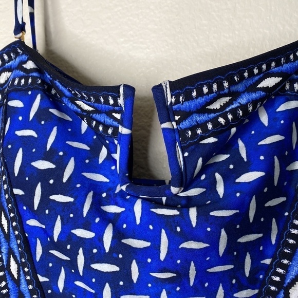 La Blanca daily grind bandeau swimsuit one-piece shoulder strap blue white EUC - Picture 4 of 6